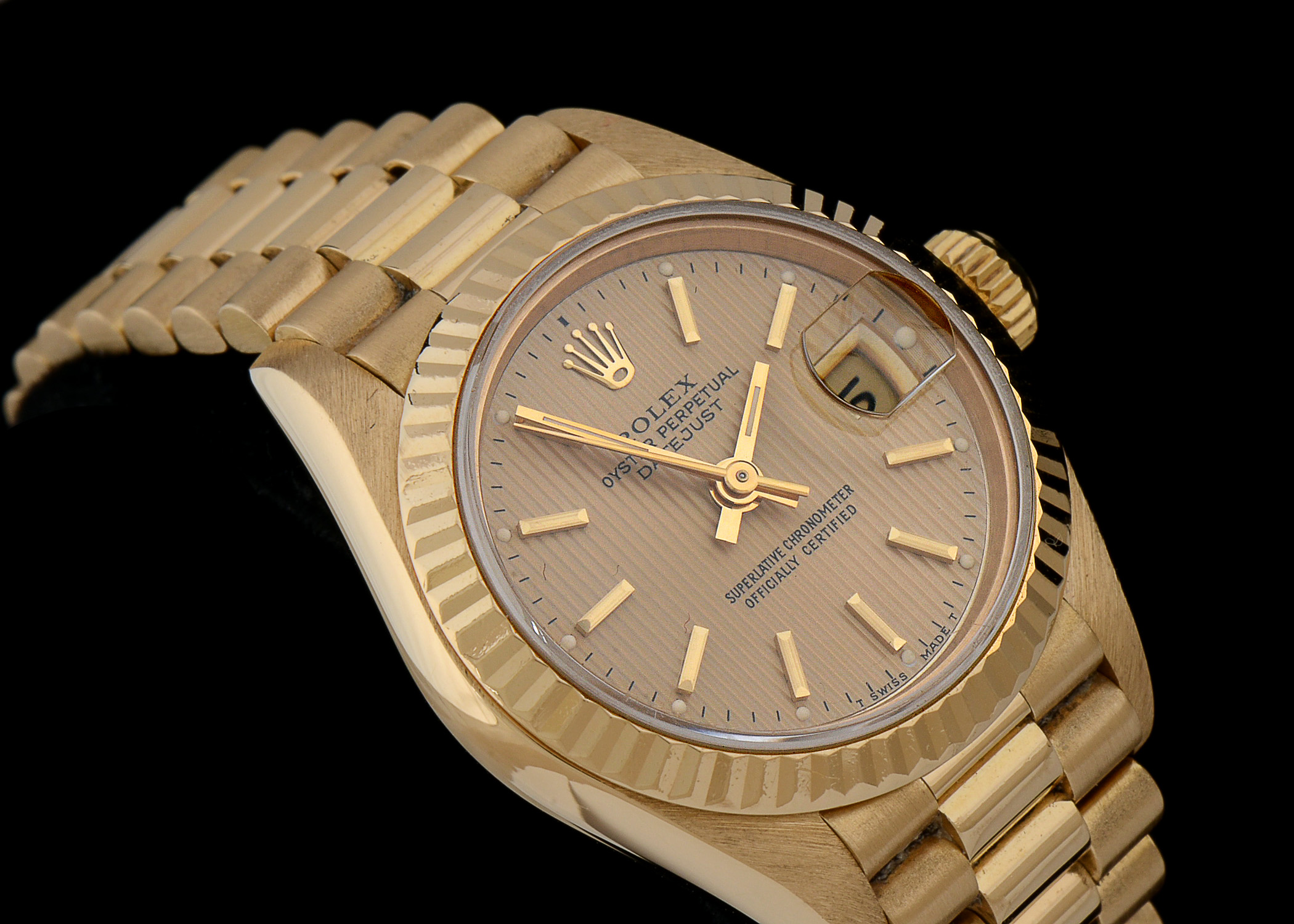 Rolex President 18K Solid Gold Champagne Tapestry Dial Automatic