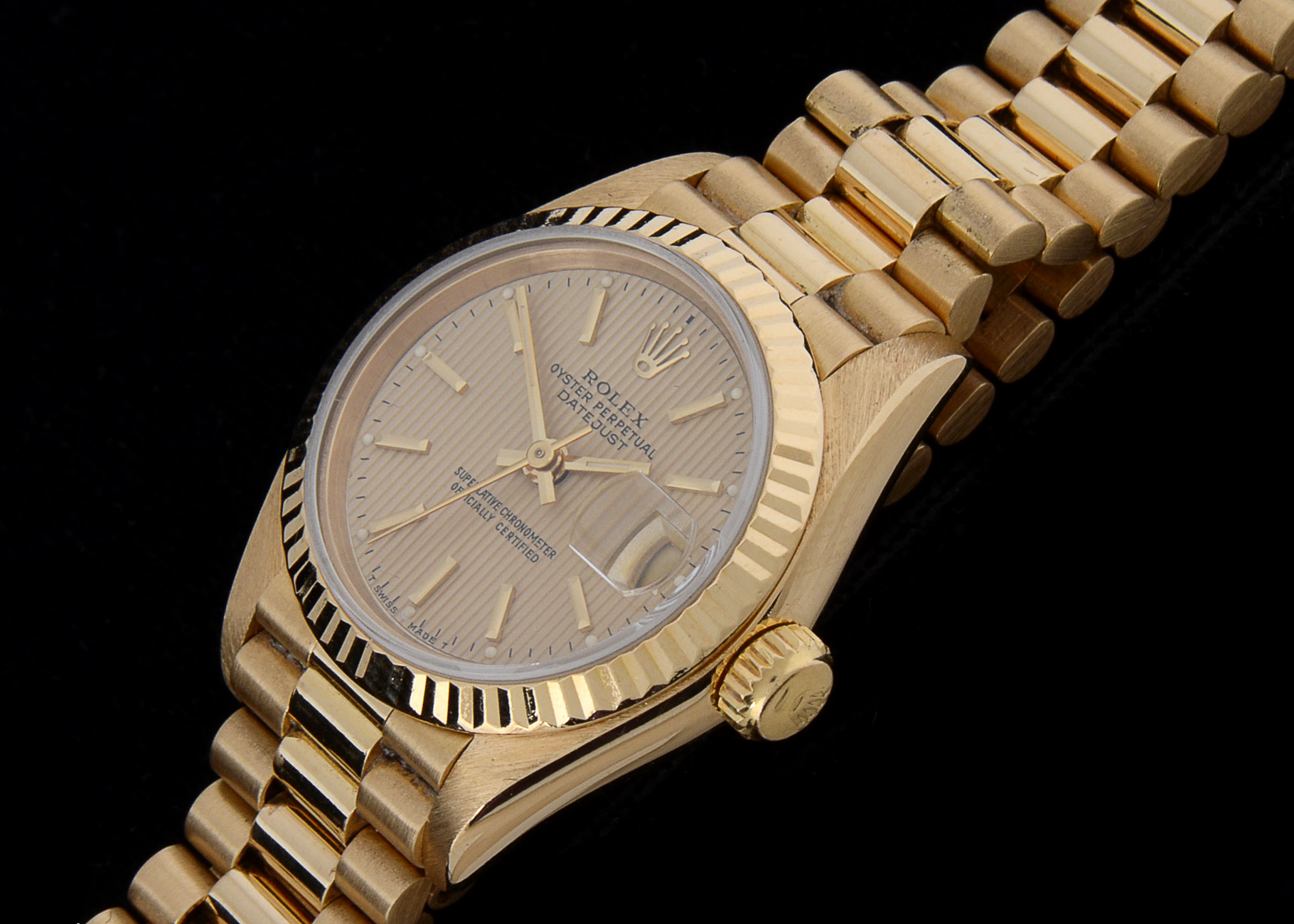 Rolex President 18K Solid Gold Champagne Tapestry Dial Automatic