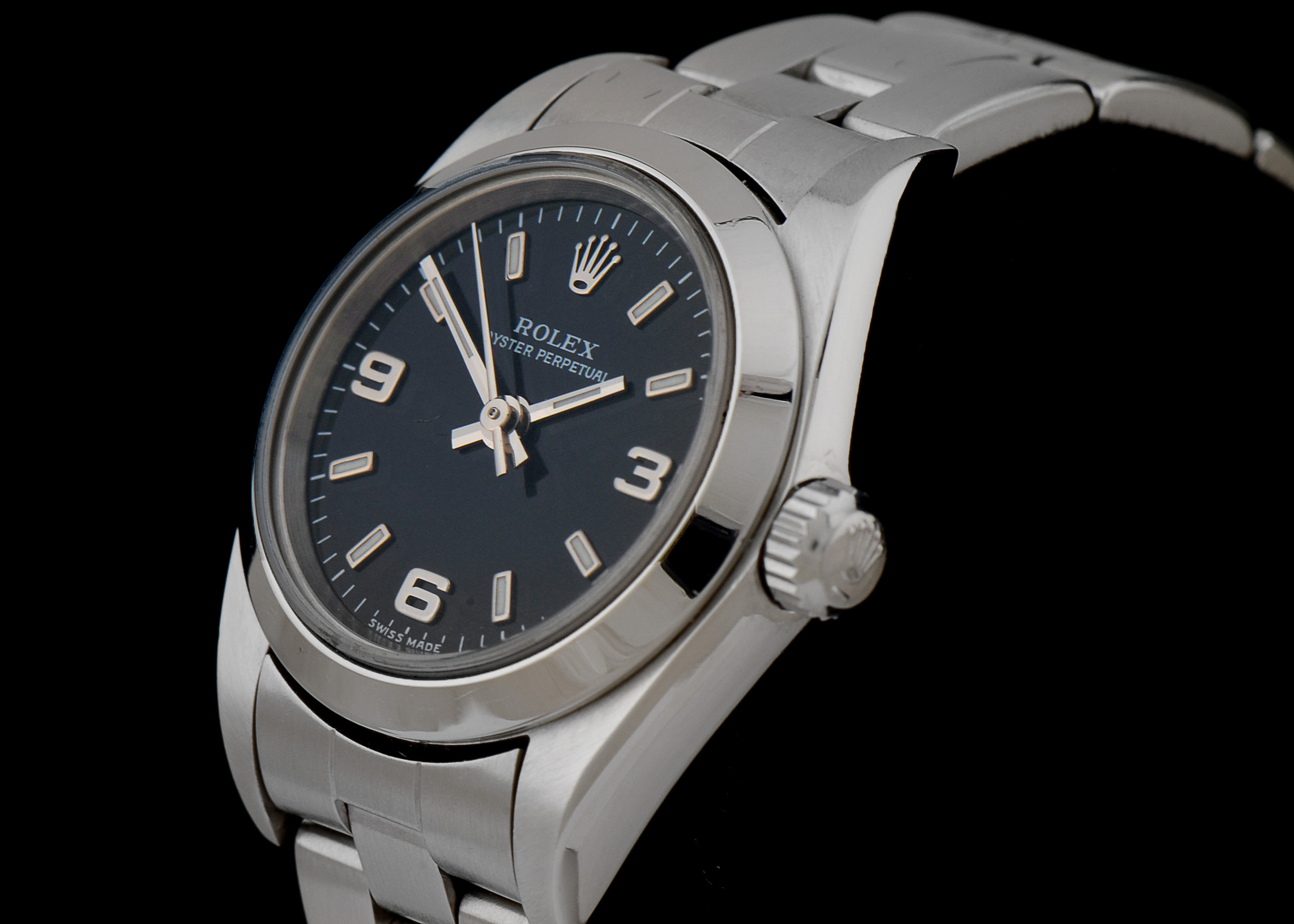 Rolex Oyster Perpetual No Date Steel Black Arabic Dial Automatic