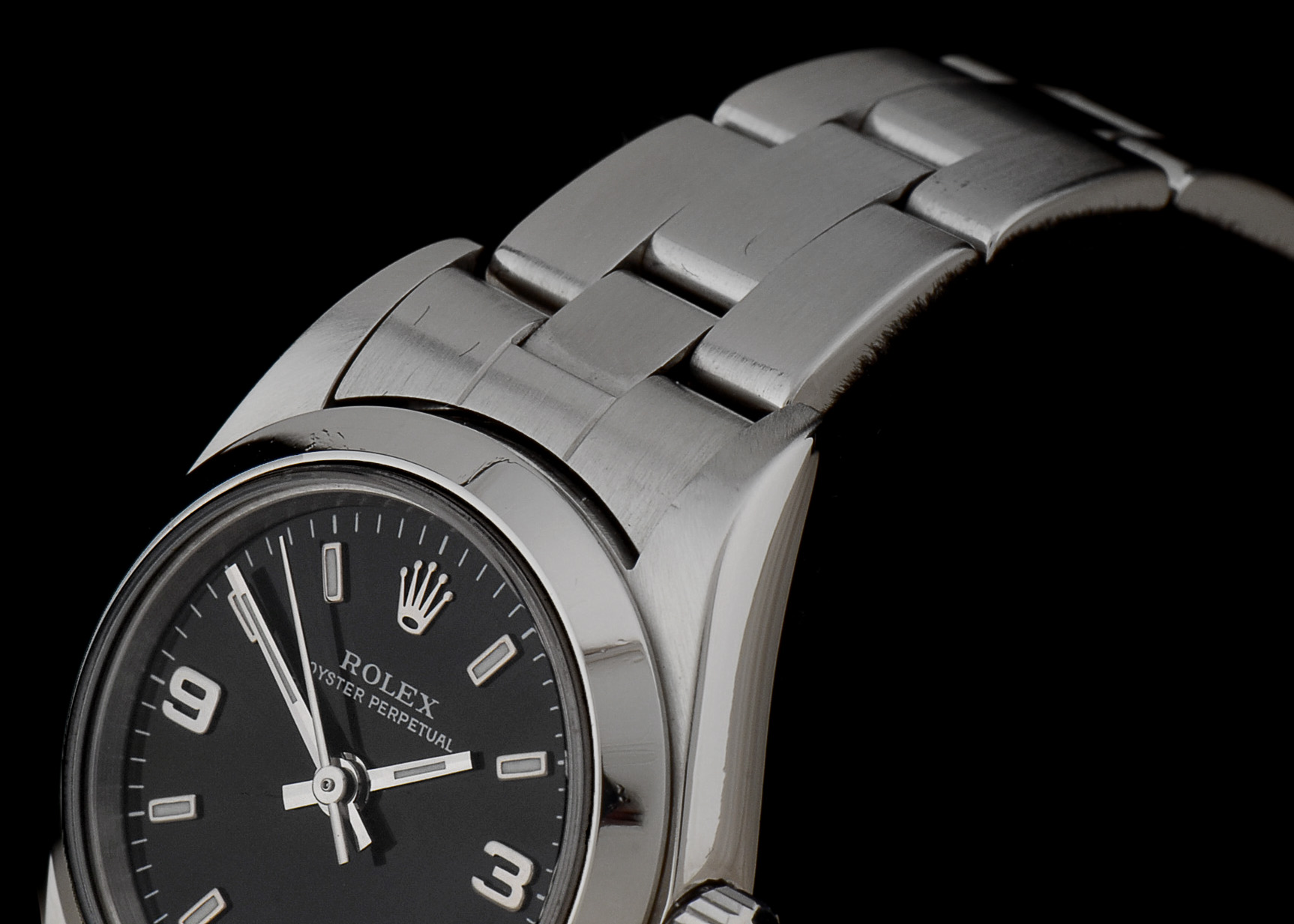 Rolex Oyster Perpetual No Date Steel Black Arabic Dial Automatic