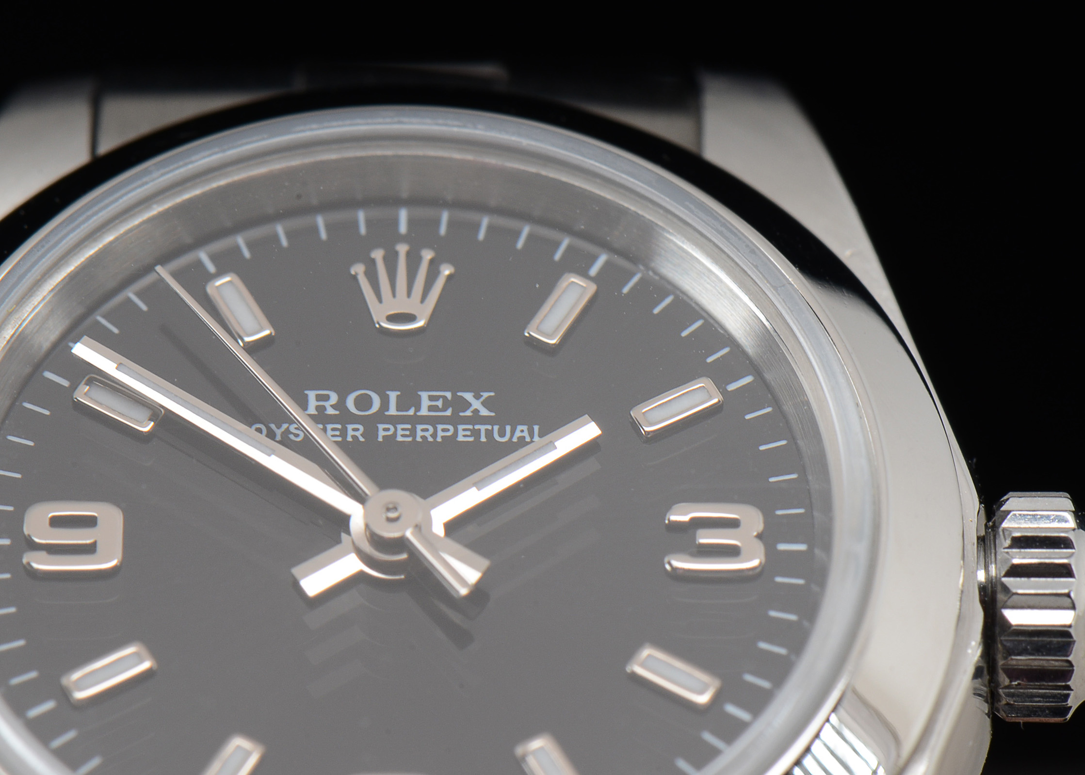 Rolex Oyster Perpetual No Date Steel Black Arabic Dial Automatic