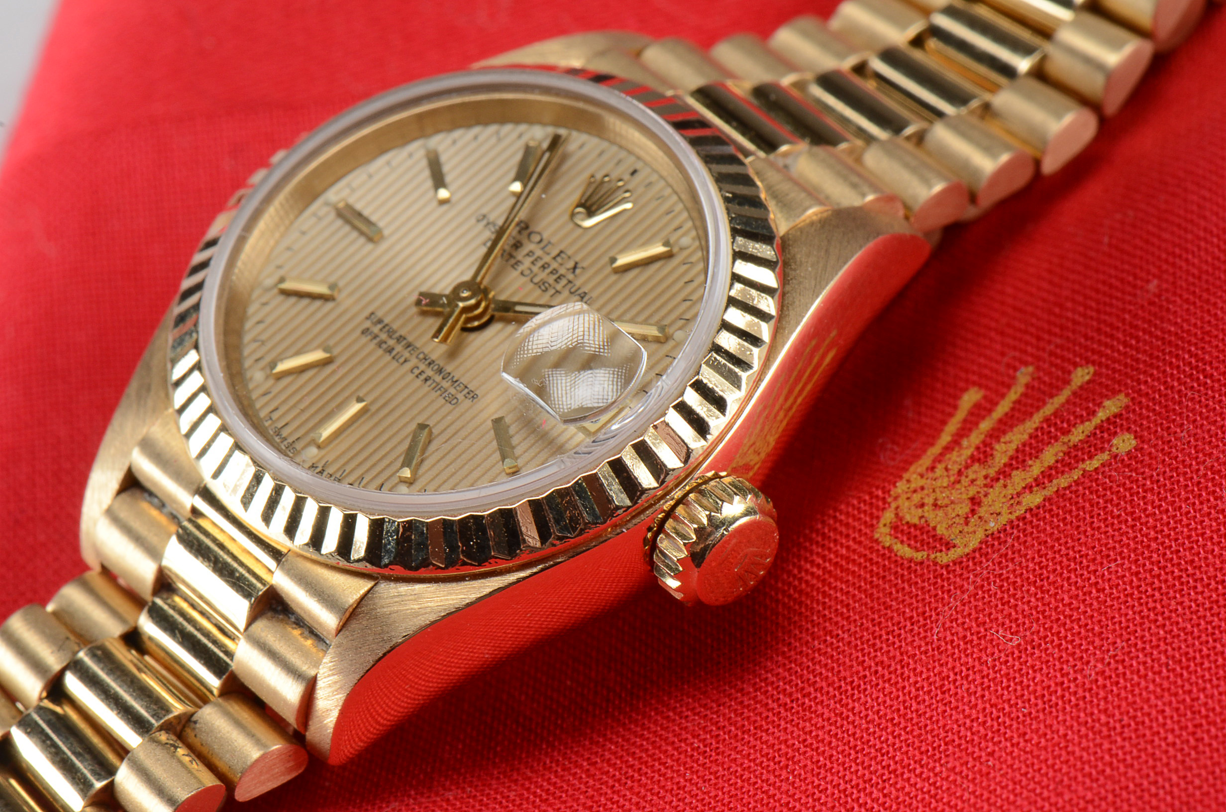 Rolex President 18K Solid Gold Champagne Tapestry Dial Automatic