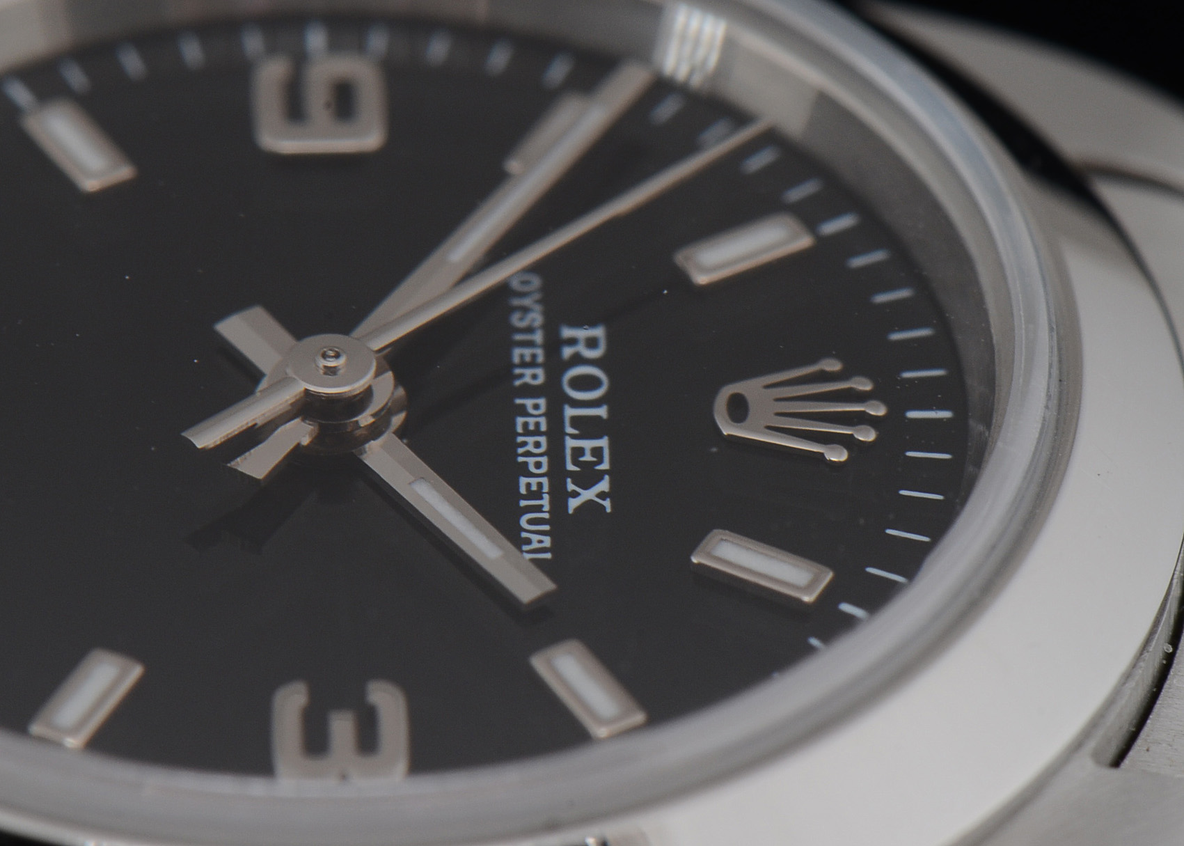 Rolex Oyster Perpetual No Date Steel Black Arabic Dial Automatic