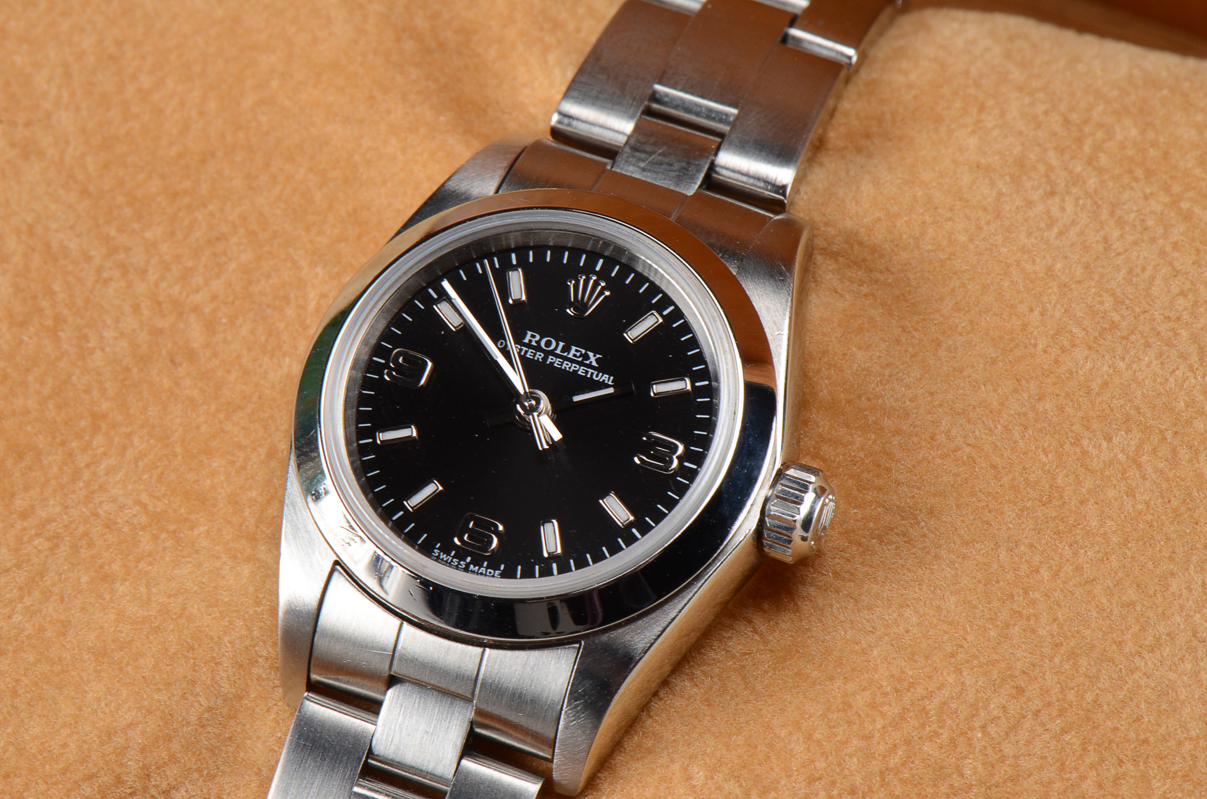 Rolex Oyster Perpetual No Date Steel Black Arabic Dial Automatic