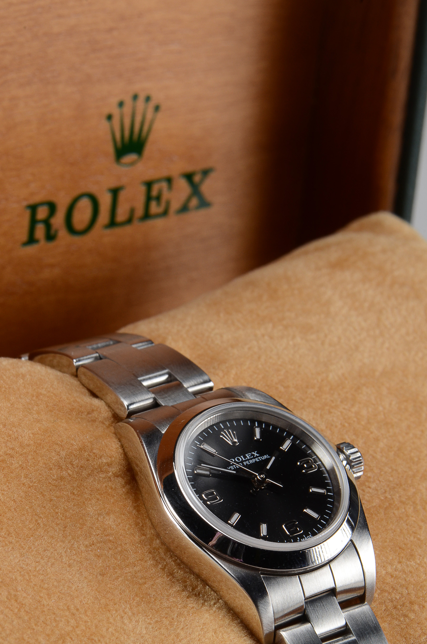 Rolex Oyster Perpetual No Date Steel Black Arabic Dial Automatic