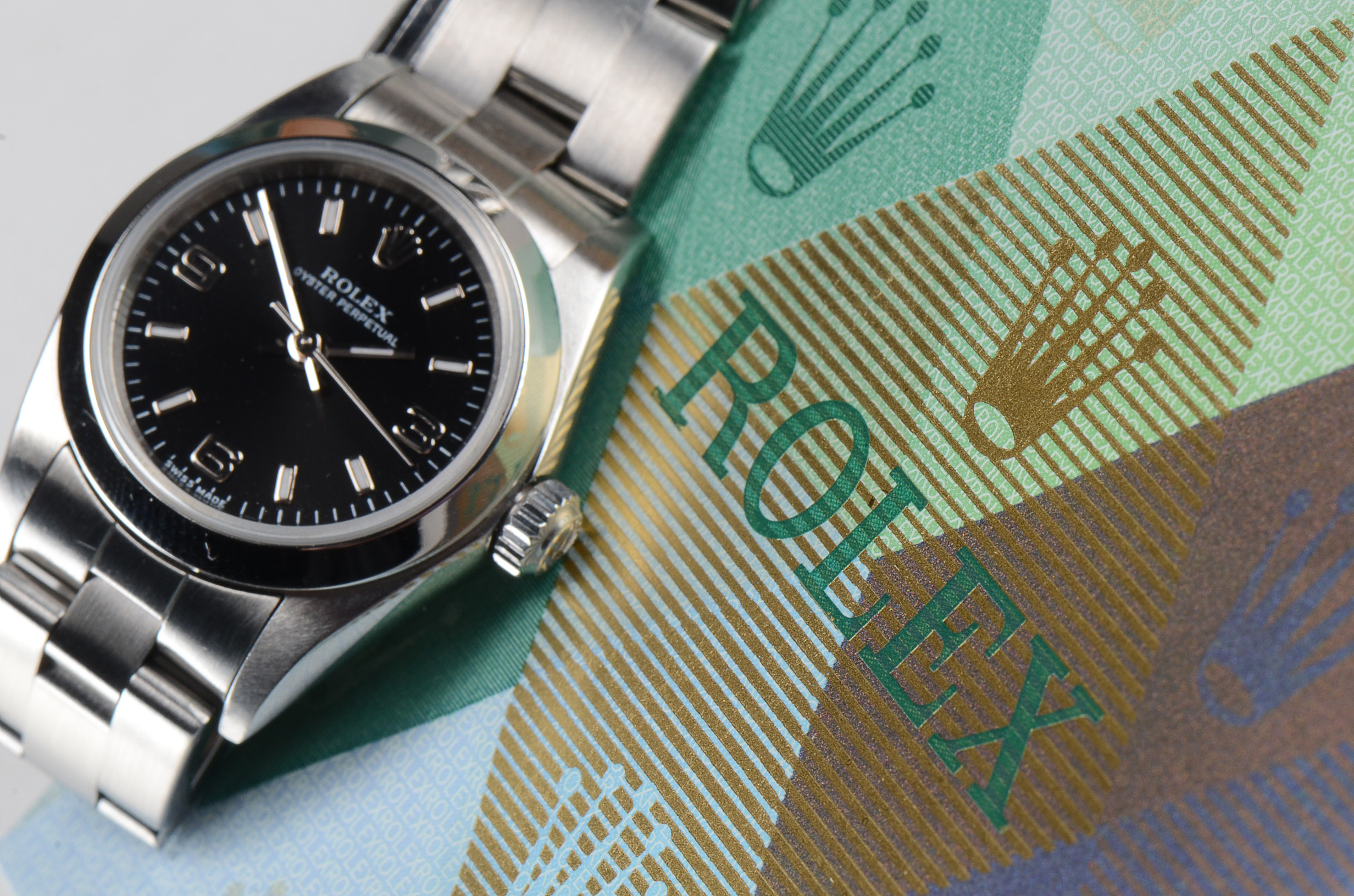 Rolex Oyster Perpetual No Date Steel Black Arabic Dial Automatic