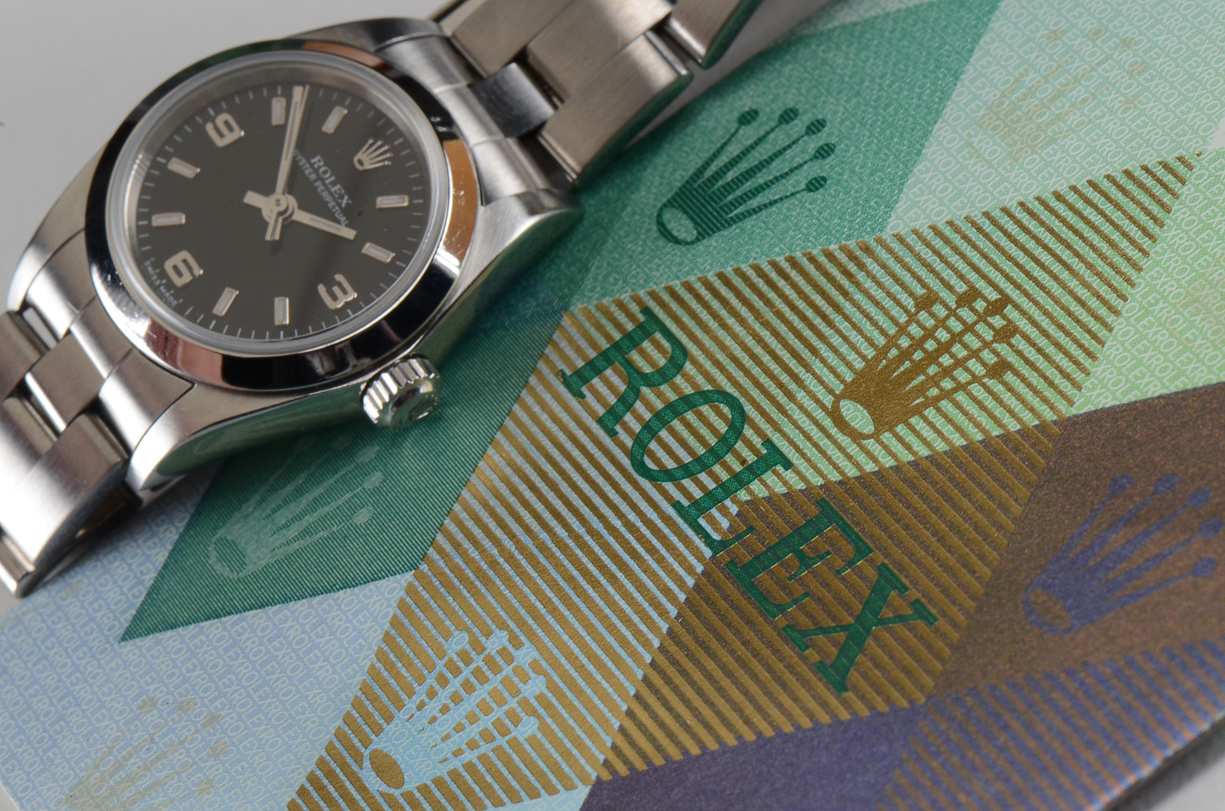 Rolex Oyster Perpetual No Date Steel Black Arabic Dial Automatic