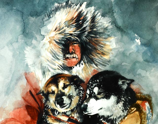 Donna Gates King Print of Huskies