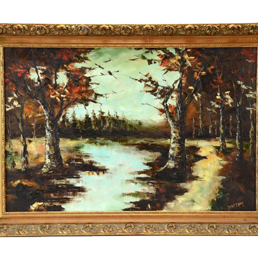 Y.W. Tam Oil on Canvas Impasto Landscape