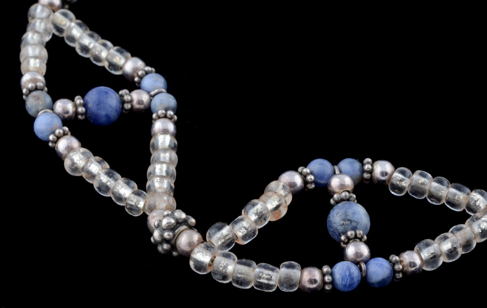 Sodalite Beaded Necklace, Red Jasper Earrings, and Laurel Burch
