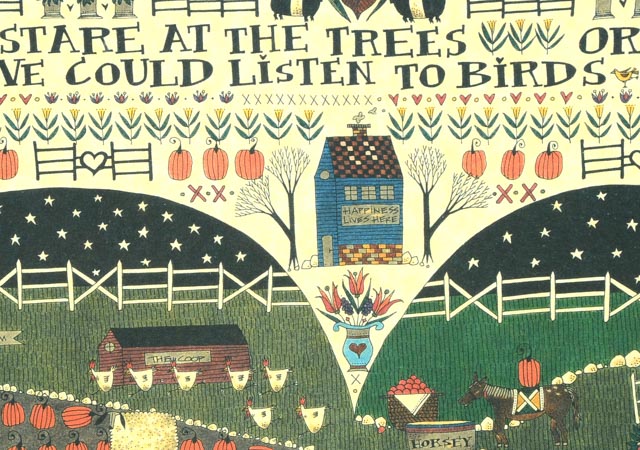 Catherine Grunewald Signed Folk Art Offset Lithograph