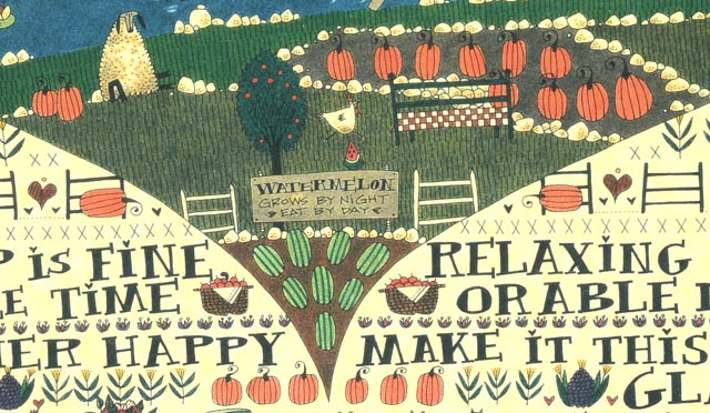 Catherine Grunewald Signed Folk Art Offset Lithograph