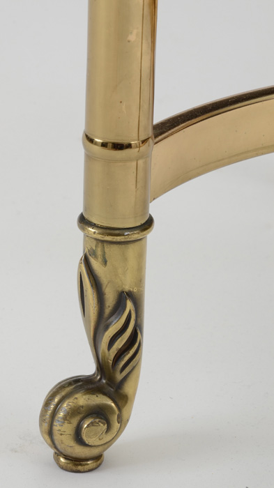 Pair Brass Oval End Tables with Beveled Glass Tops