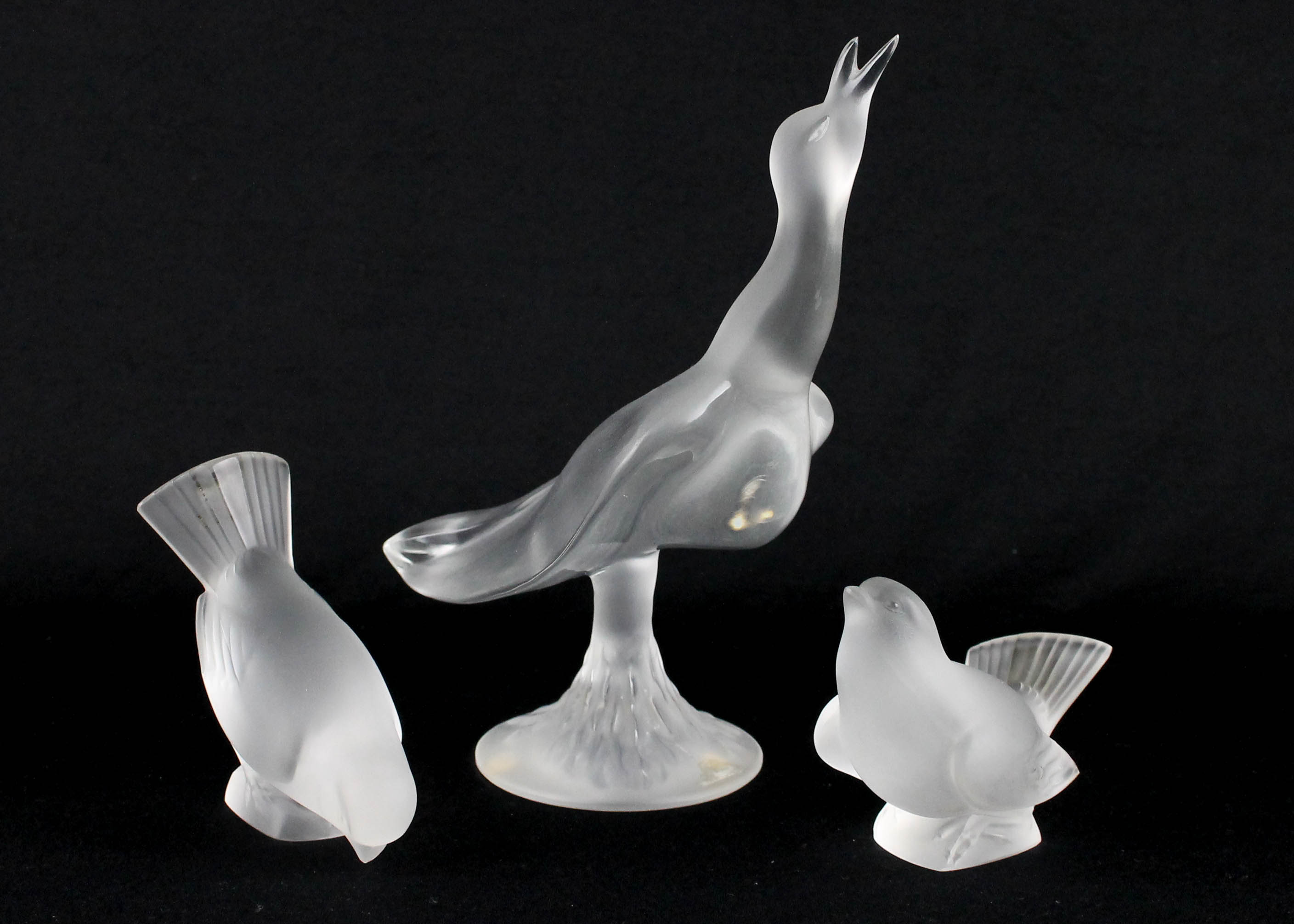 Trio of Lalique Crystal Birds