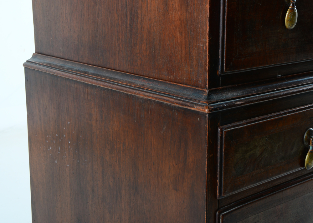 1920 Figured Walnut Chest on Chest Tall Dresser
