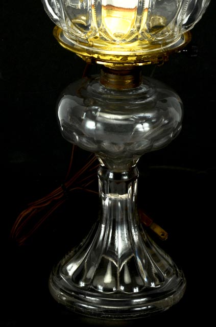 Electrified Clear Pressed Glass Kerosene Lamp