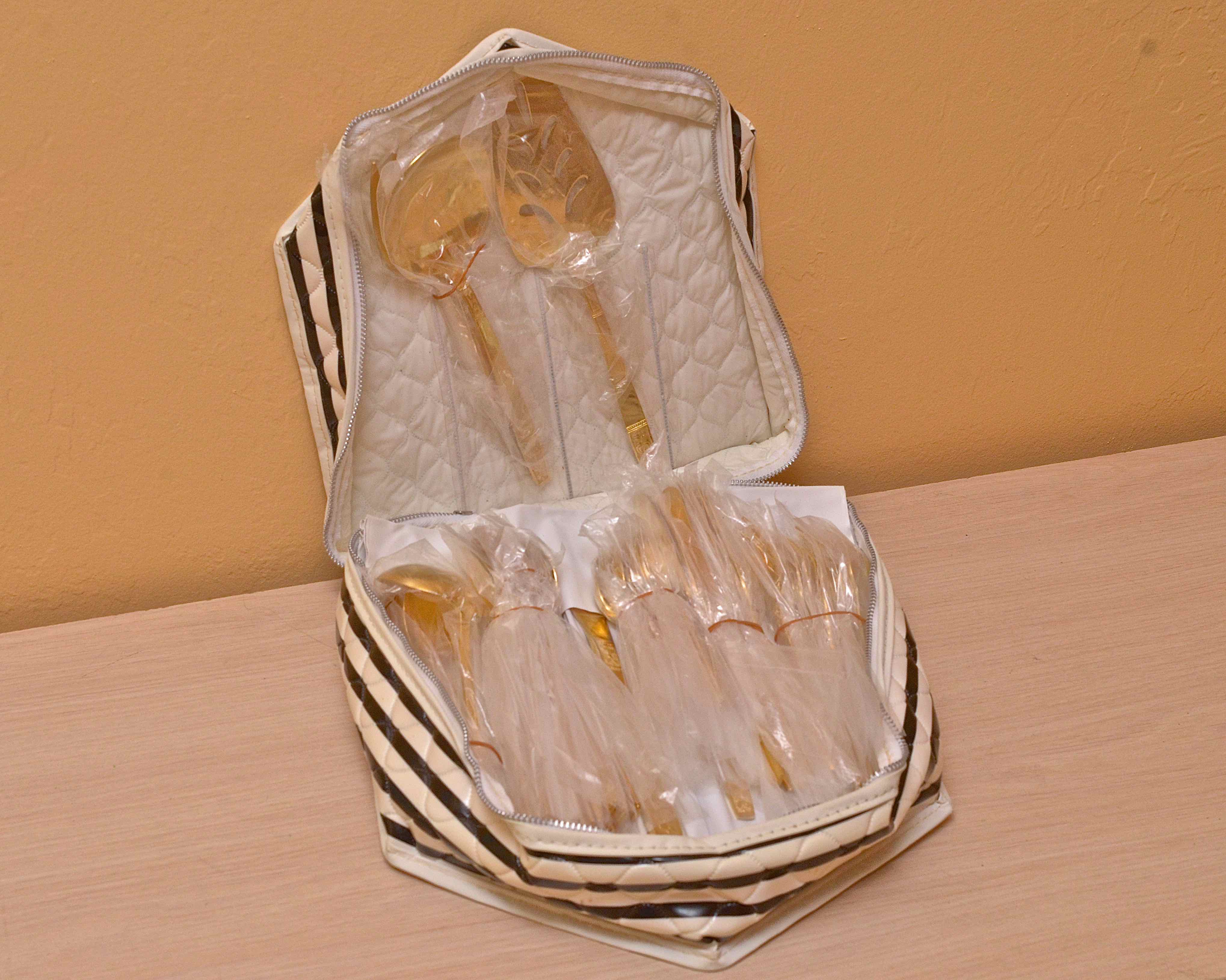 Present Korea Gold Tone Stainless Service for 12 in "Claudia"