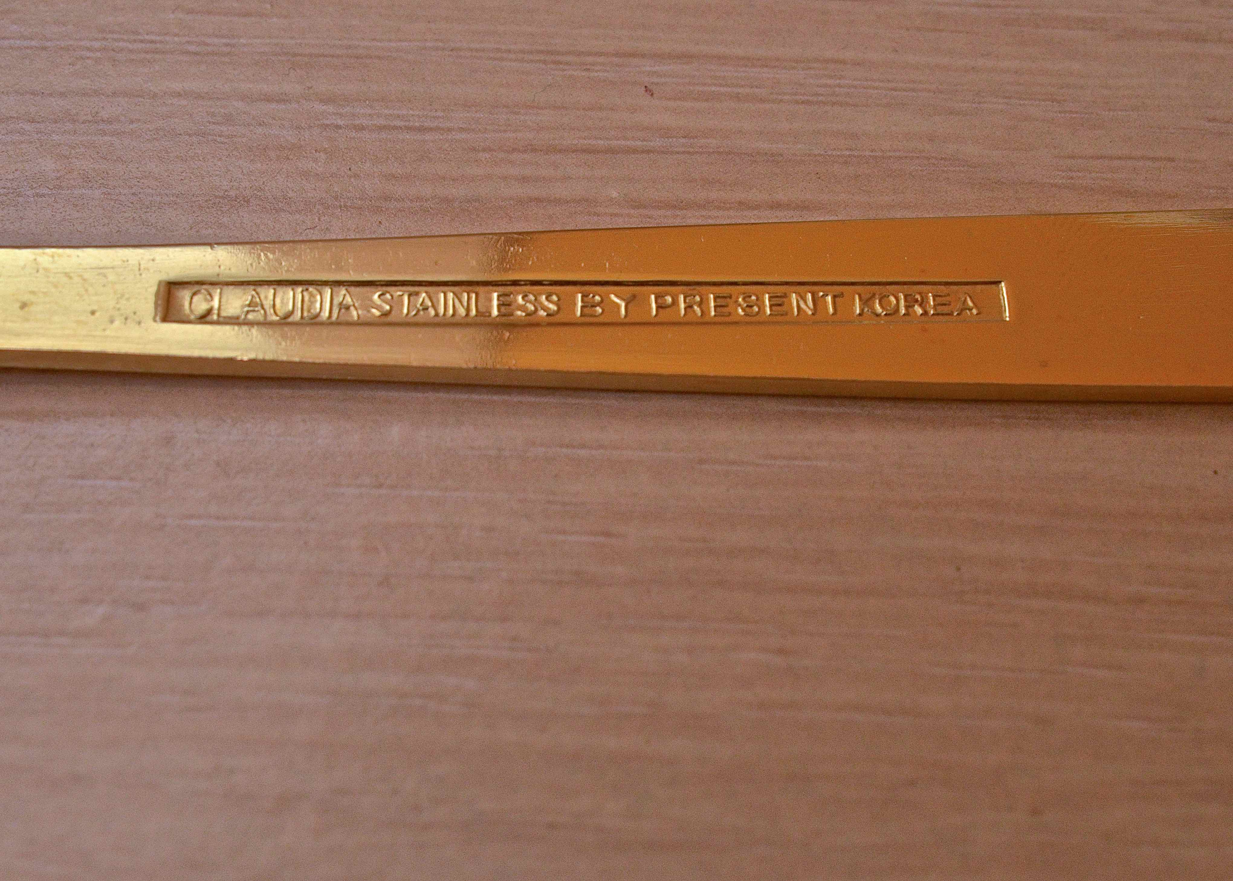 Present Korea Gold Tone Stainless Service for 12 in "Claudia"