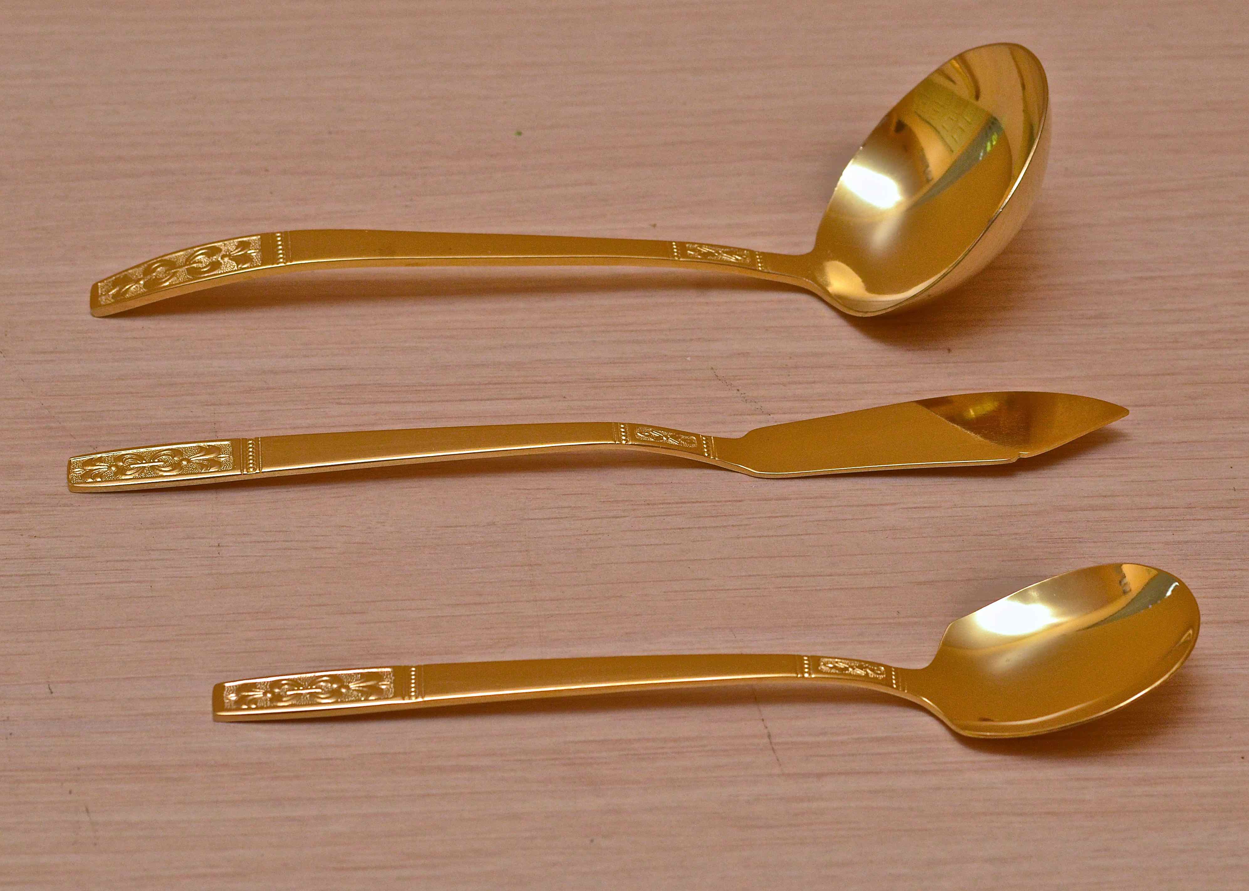 Present Korea Gold Tone Stainless Service for 12 in "Claudia"