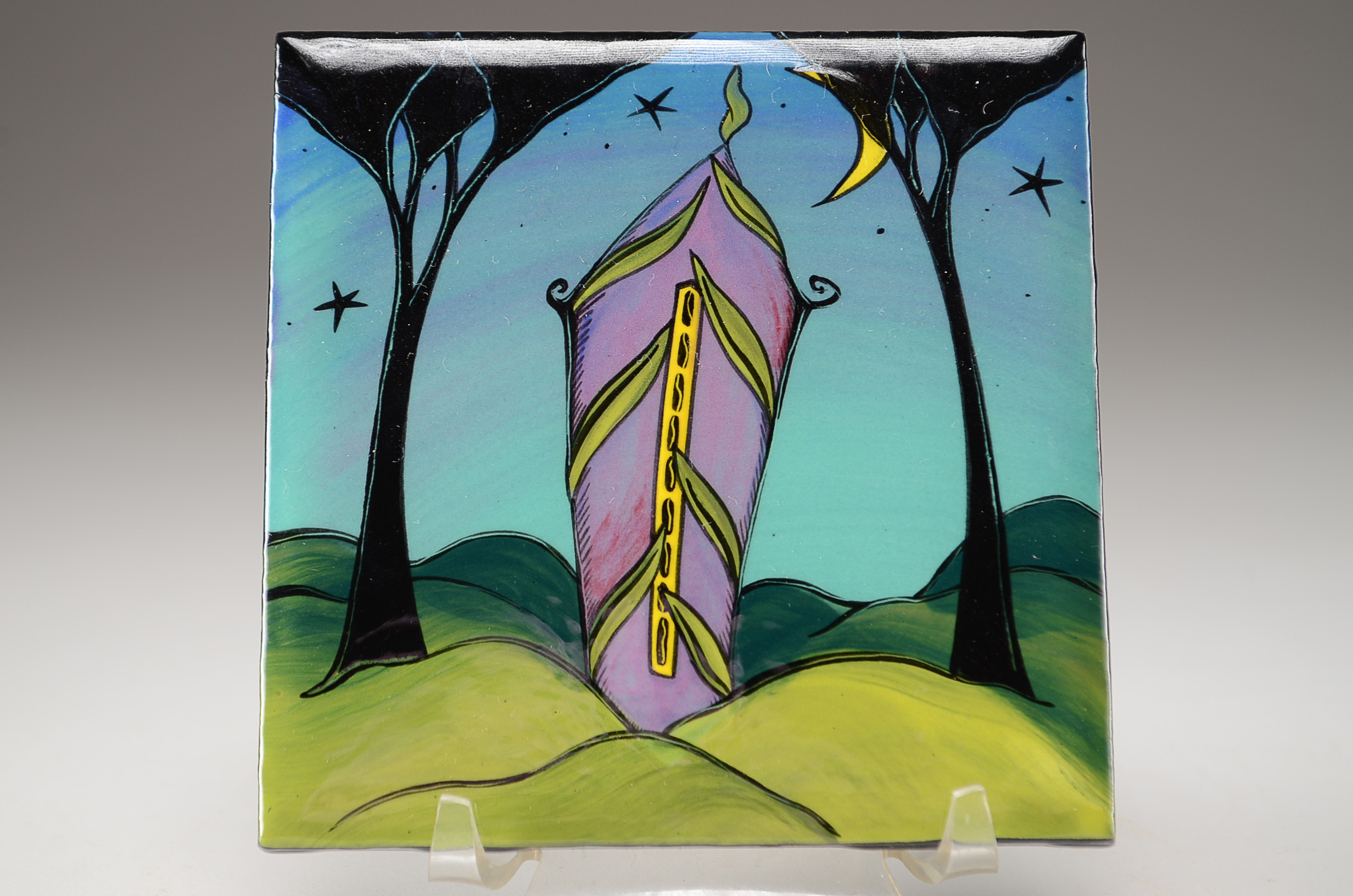 Signed Terri Kern Ceramic Vase and Tile