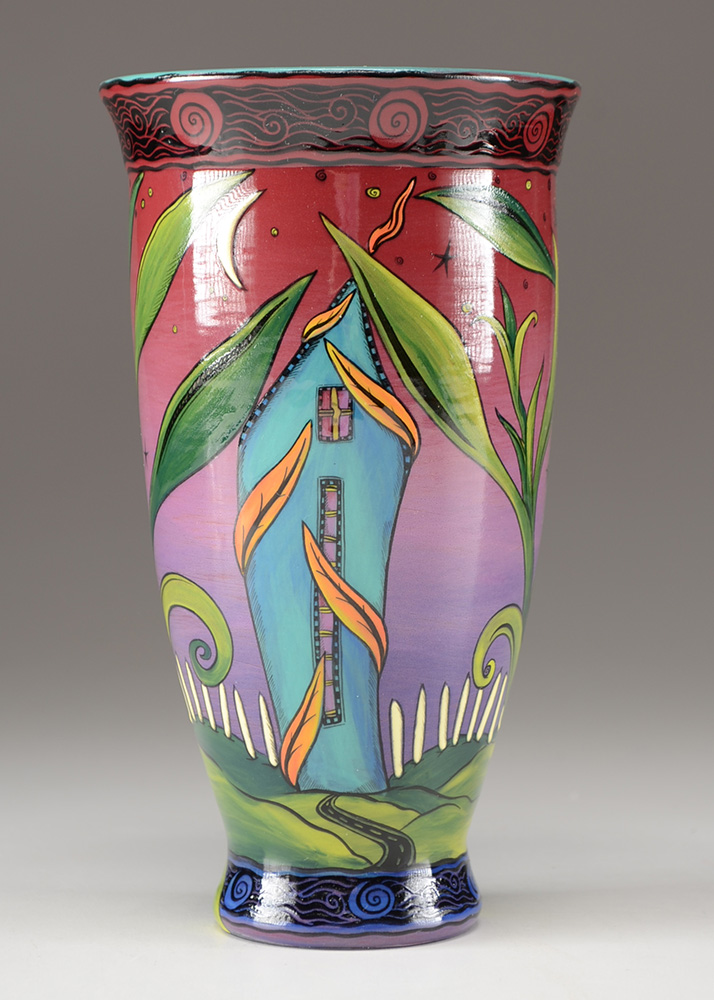 Signed Terri Kern Ceramic Vase and Tile