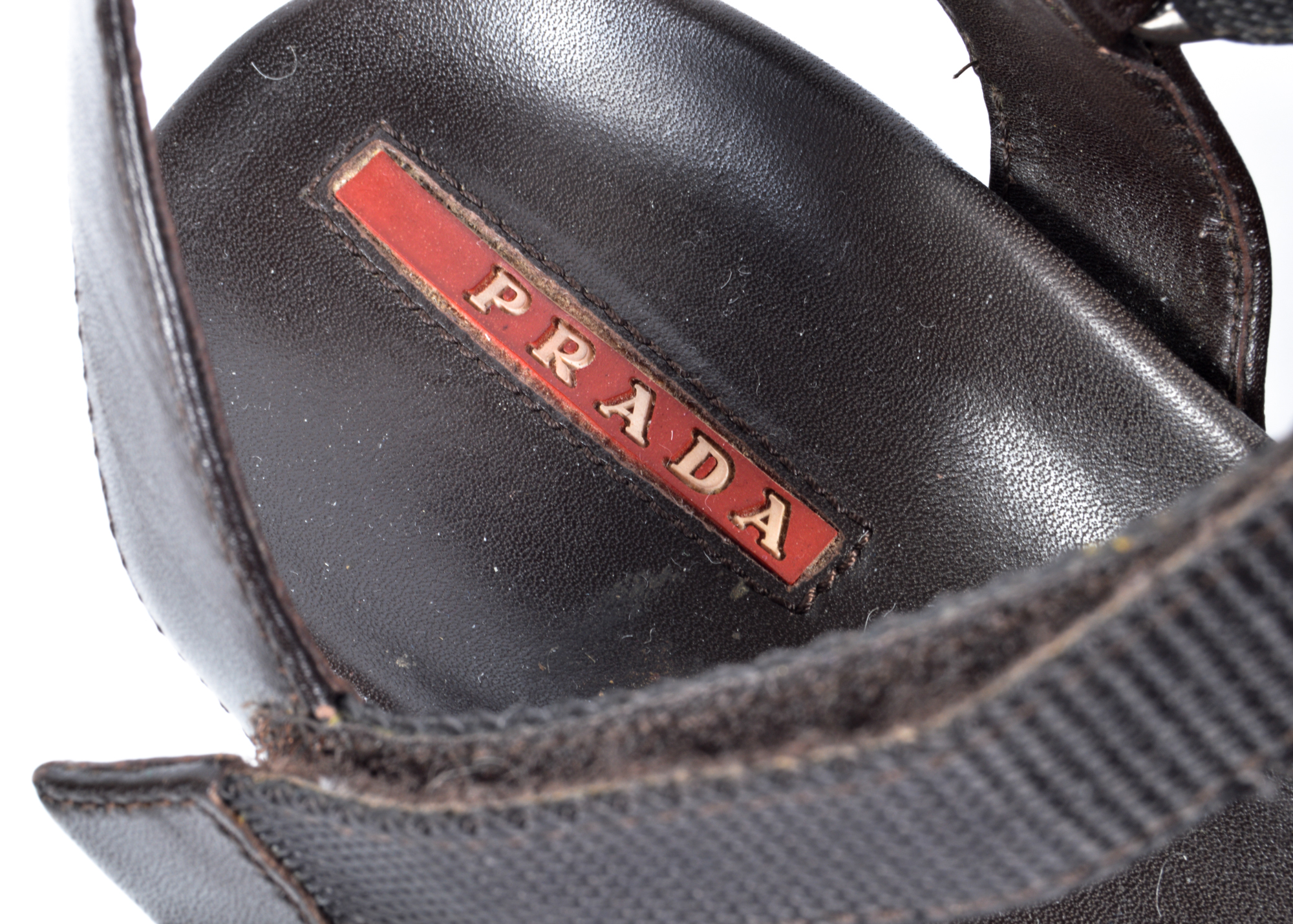 Prada Brown Nylon Strap Platform Sandals