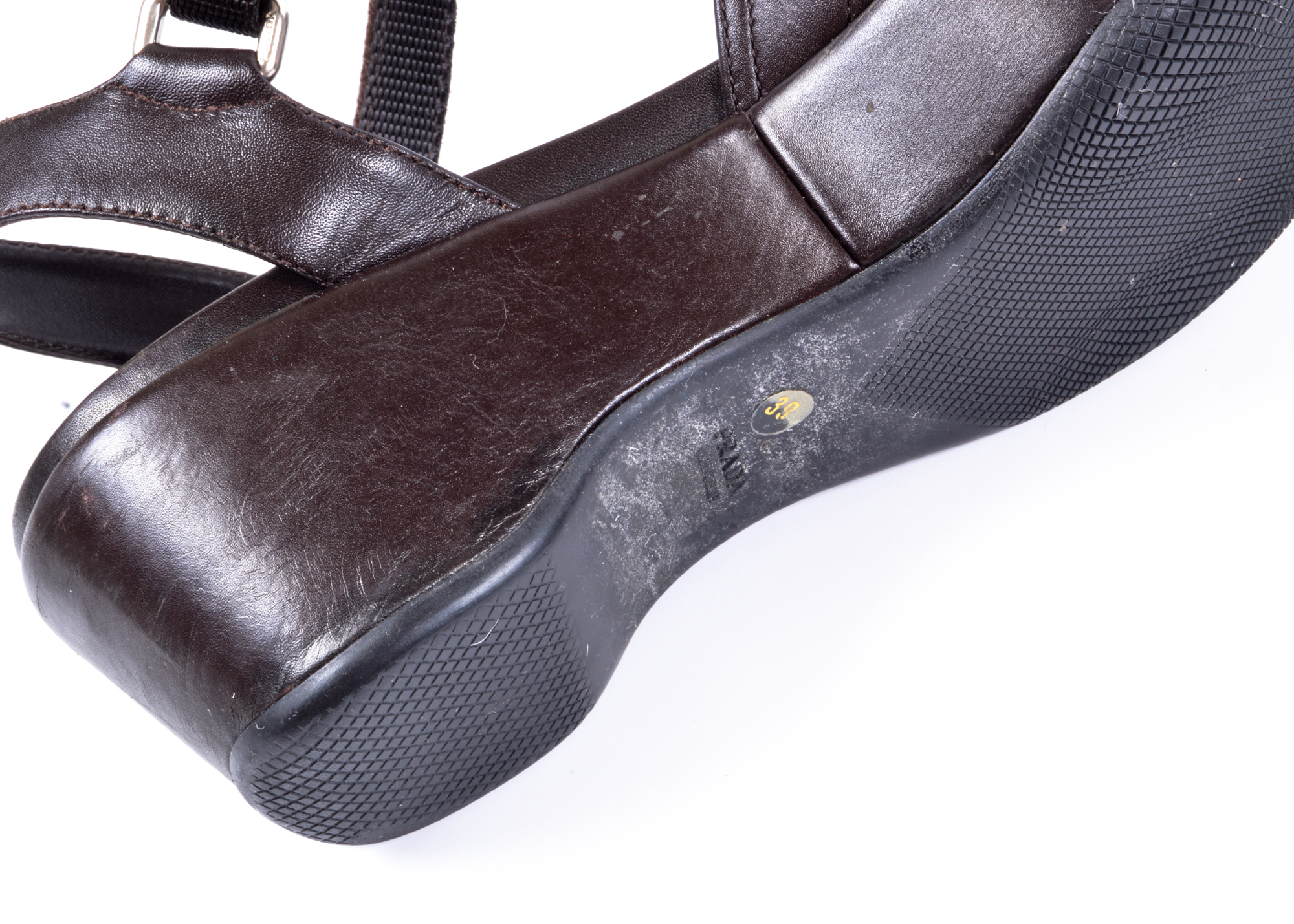 Prada Brown Nylon Strap Platform Sandals