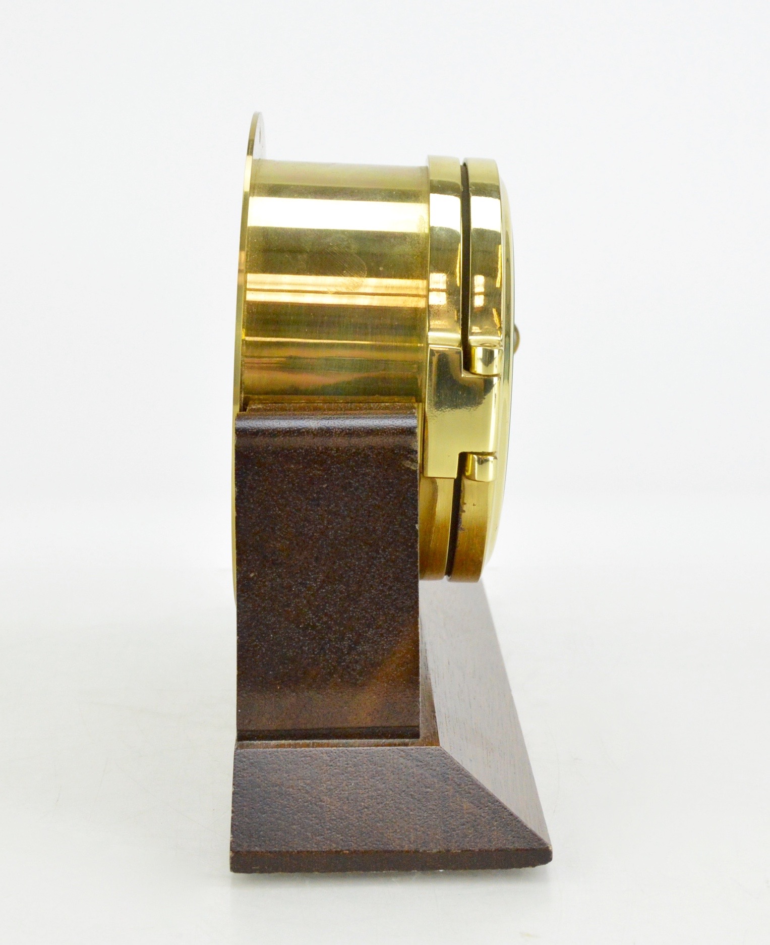 Benchmark Ships Bell Brass Clock Made in Germany with Wood Stand
