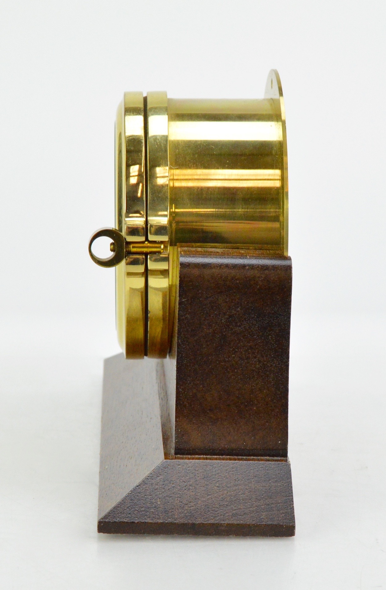 Benchmark Ships Bell Brass Clock Made in Germany with Wood Stand