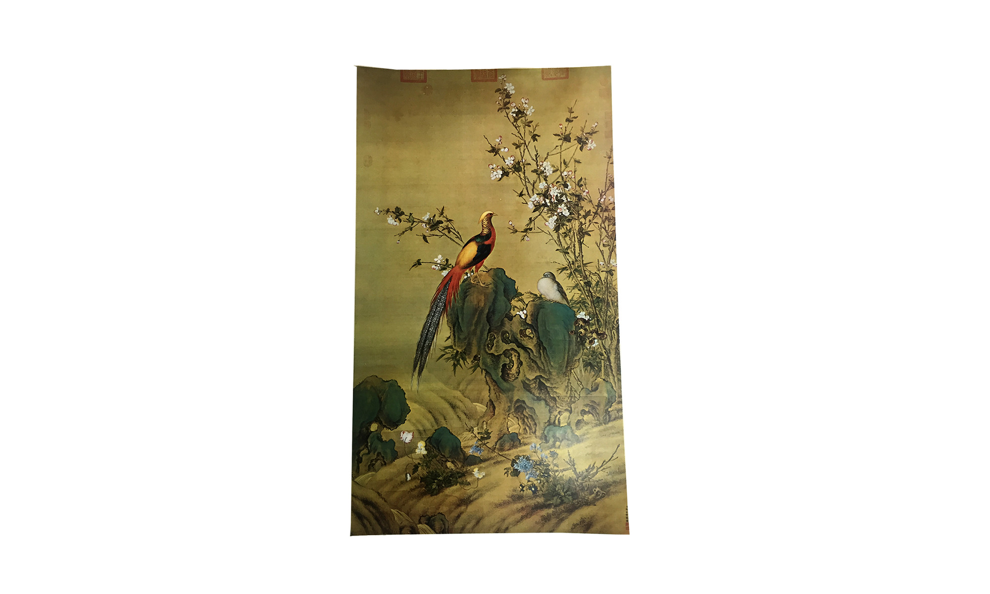 "Pheasants Among Rocks and Flowers" Poster Print