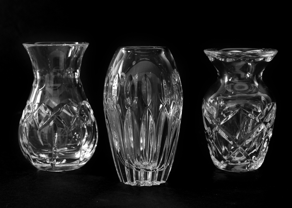 Trio of Small Waterford Crystal Vases