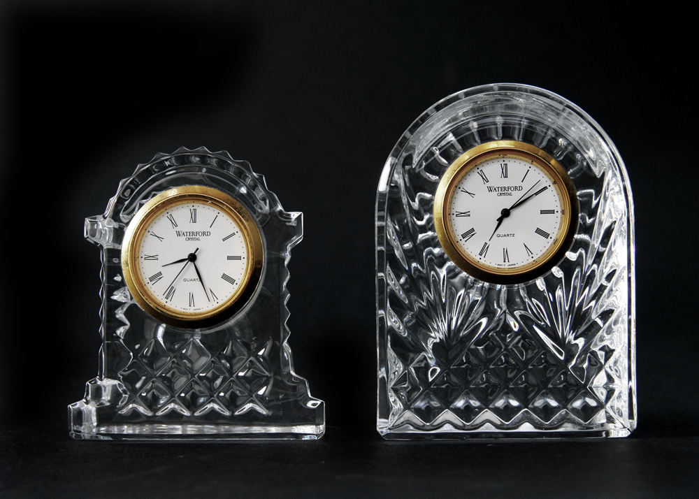 Pair of Waterford Crystal Desk Clocks