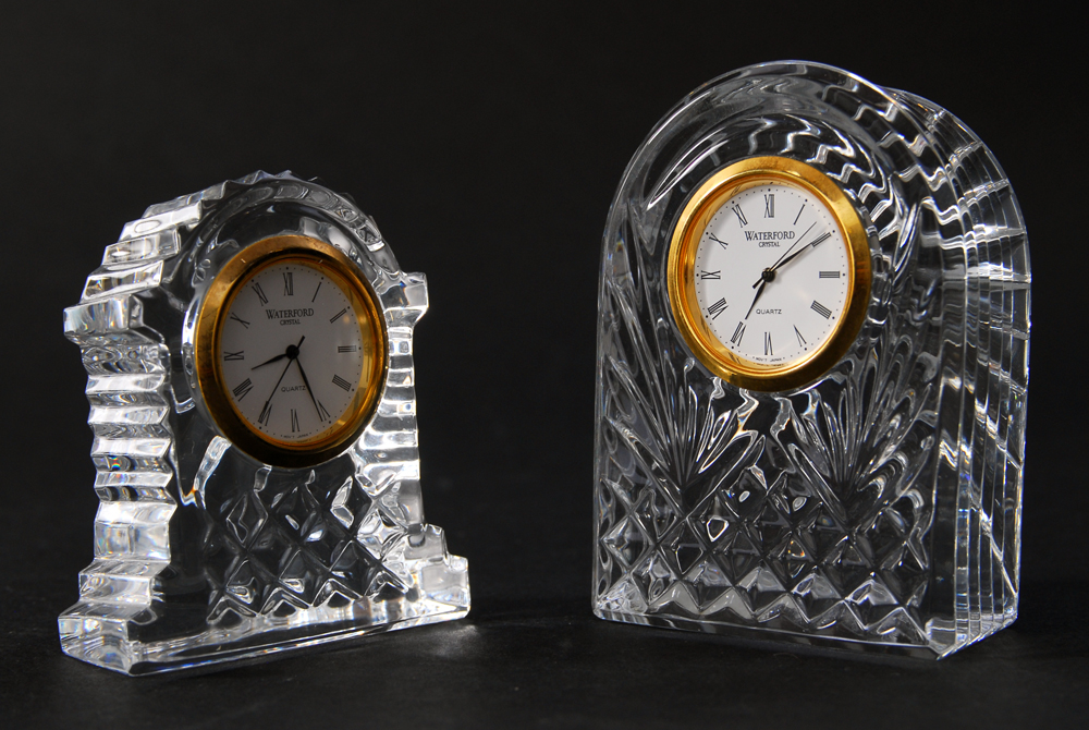 Pair of Waterford Crystal Desk Clocks
