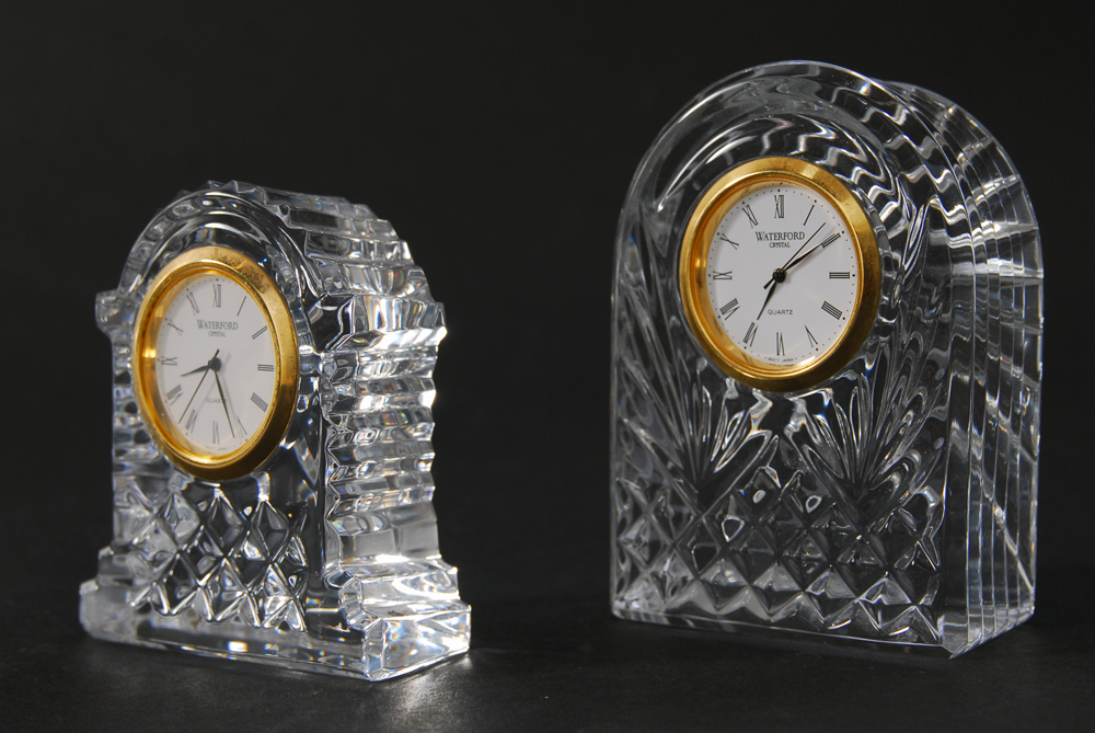 Pair of Waterford Crystal Desk Clocks
