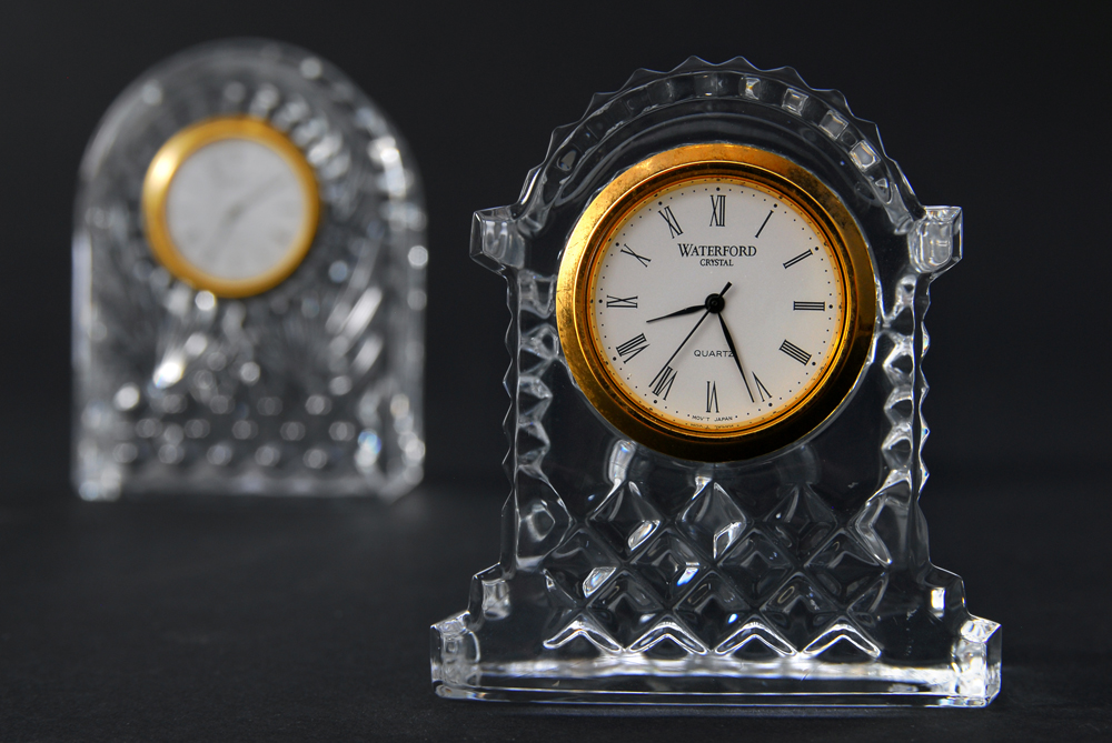 Pair of Waterford Crystal Desk Clocks