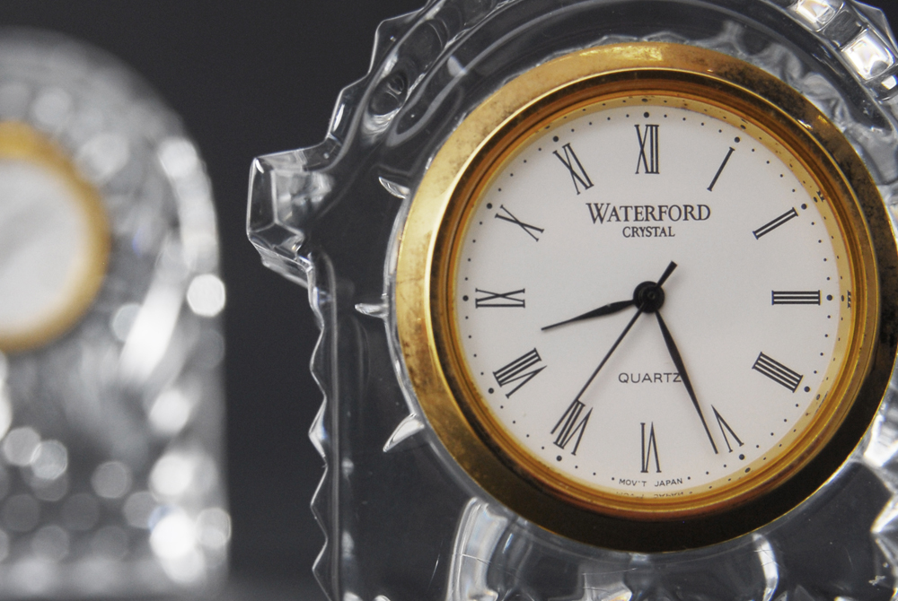 Pair of Waterford Crystal Desk Clocks