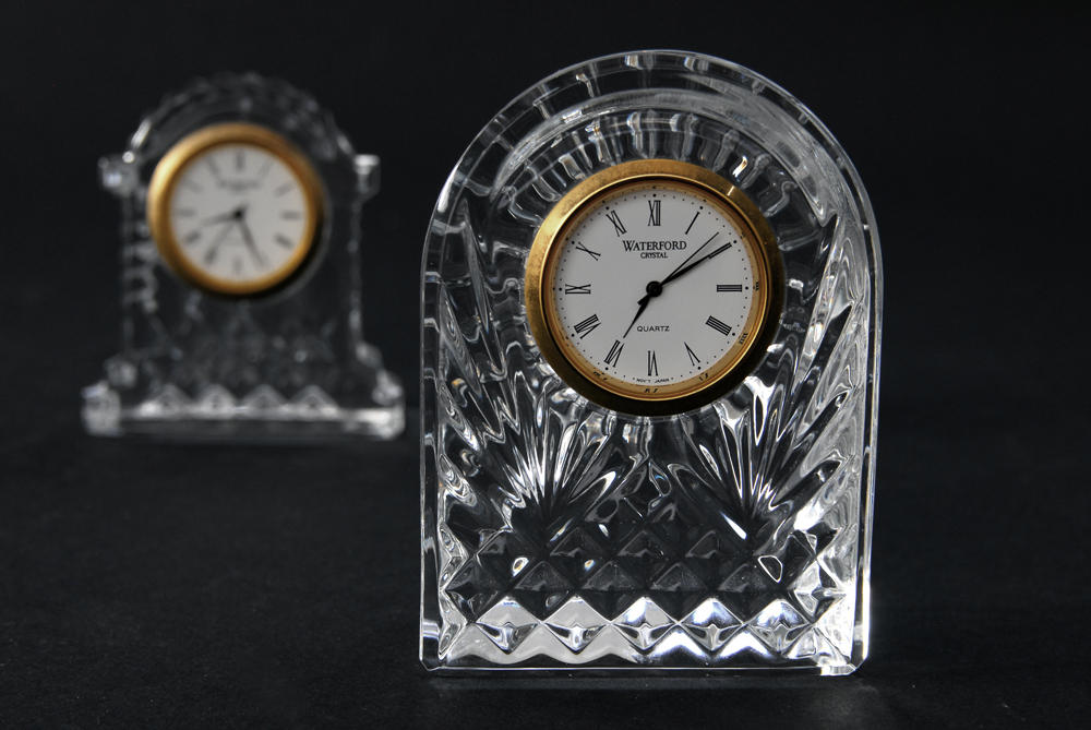 Pair of Waterford Crystal Desk Clocks