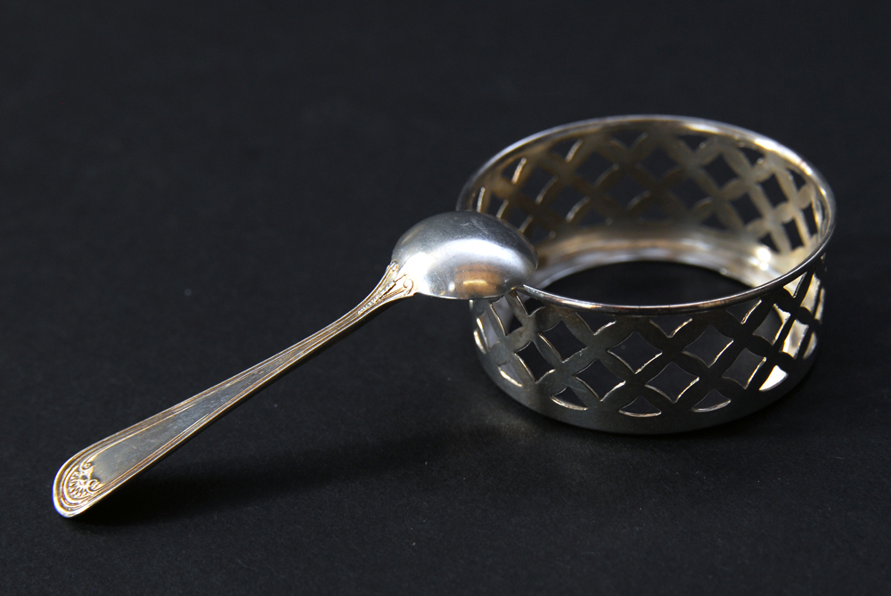 Set of Six Lenox Salt Dishes in Sterling Silver Holders