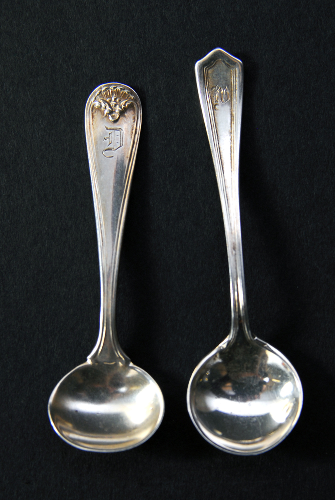 Set of Six Lenox Salt Dishes in Sterling Silver Holders