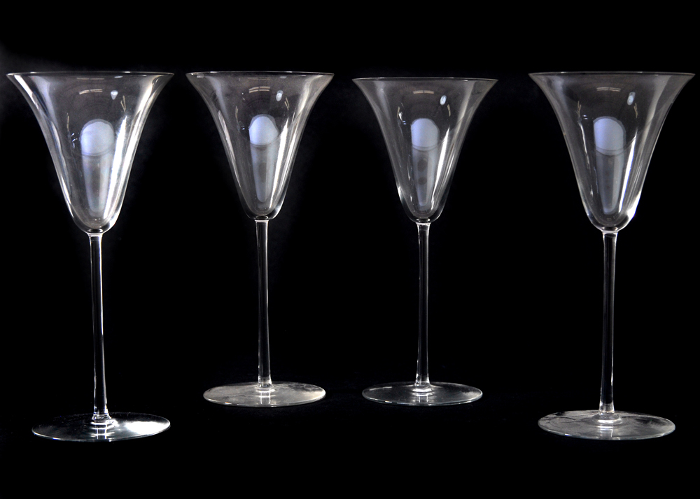 Set of Four Pre-War R. Lalique Hand Blown Glasses.