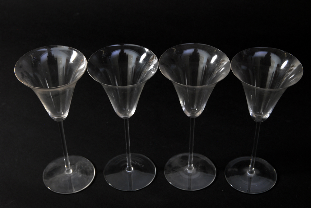 Set of Four Pre-War R. Lalique Hand Blown Glasses.