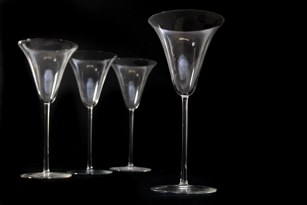 Set of Four Pre-War R. Lalique Hand Blown Glasses.