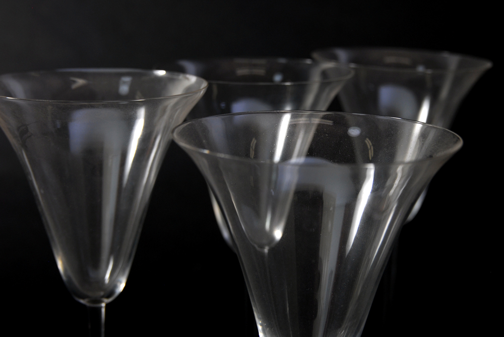 Set of Four Pre-War R. Lalique Hand Blown Glasses.