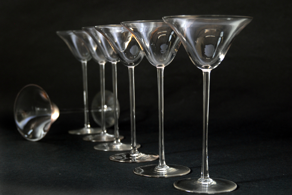 Set of Seven Pre-War R. Lalique Hand Blown Wine Glasses