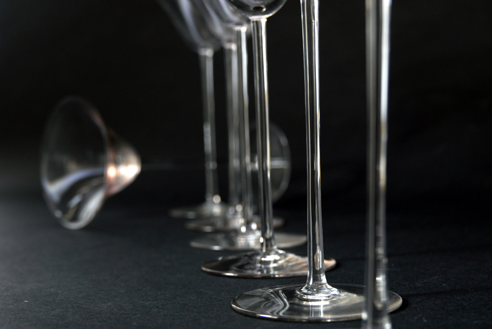 Set of Seven Pre-War R. Lalique Hand Blown Wine Glasses