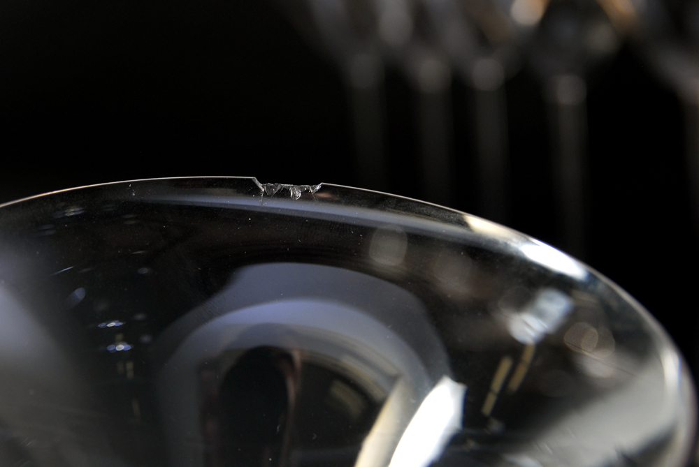 Set of Seven Pre-War R. Lalique Hand Blown Wine Glasses