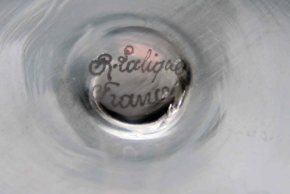 Set of Seven Pre-War R. Lalique Hand Blown Wine Glasses