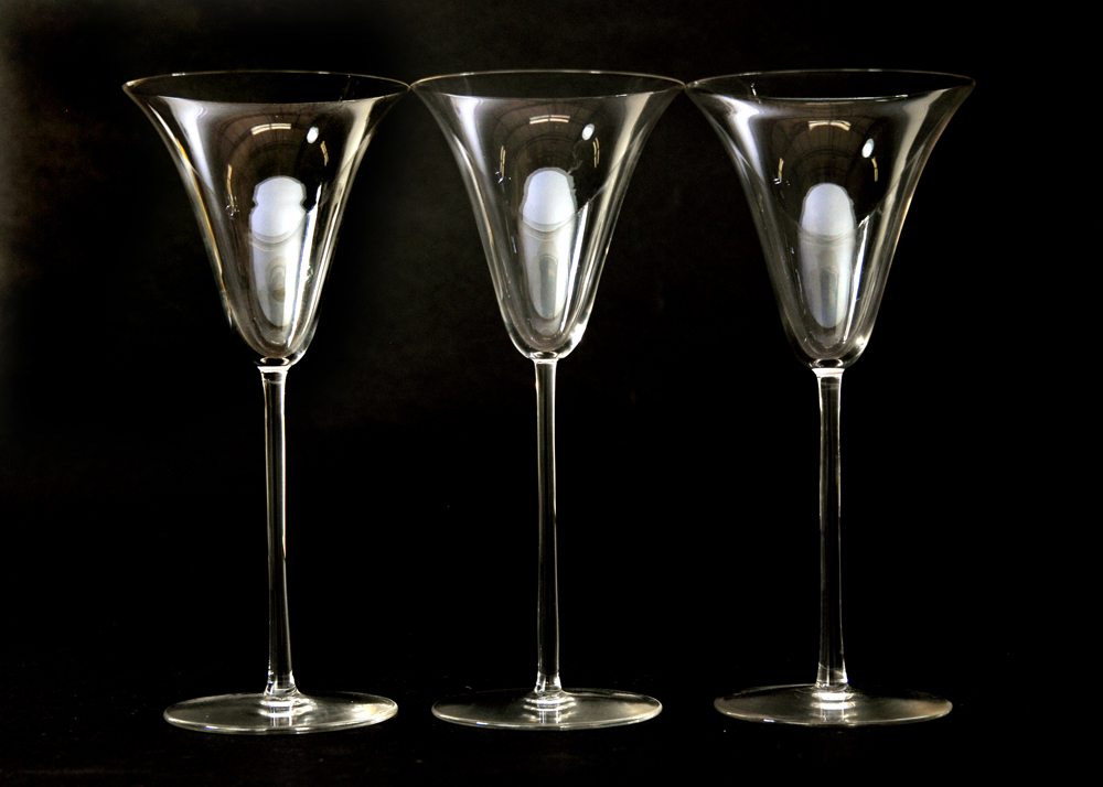 Trio of Pre-War R. Lalique Hand Blown Wine Glasses