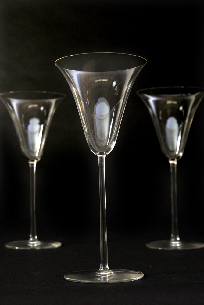 Trio of Pre-War R. Lalique Hand Blown Wine Glasses