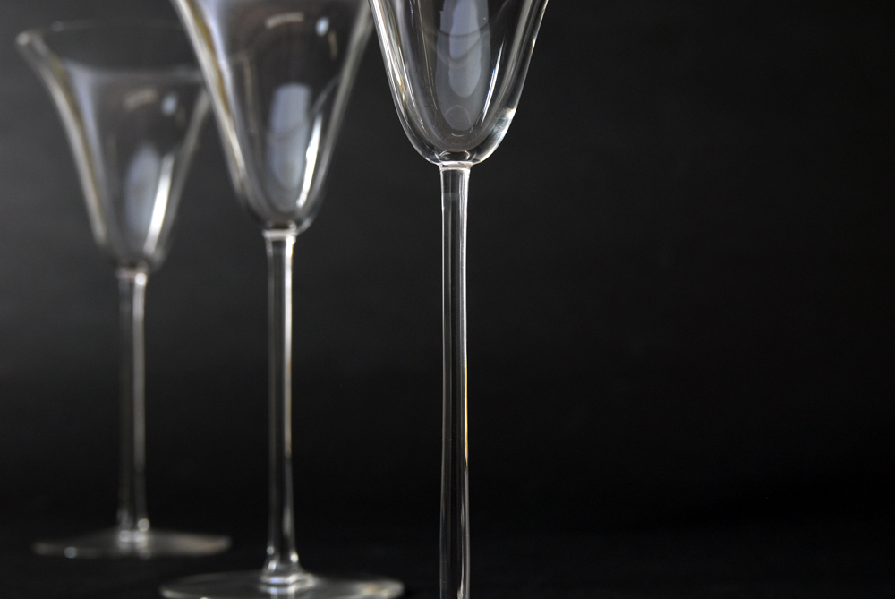 Trio of Pre-War R. Lalique Hand Blown Wine Glasses